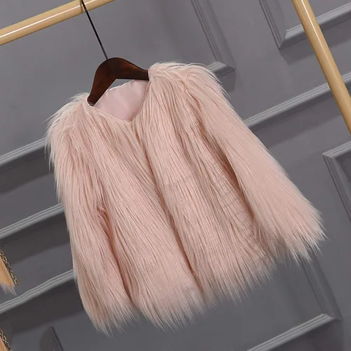 Vista 3 de ZHICHUANG Chaqueta de piel sintética para niñas, abrigo de invierno para día de nieve, gruesa, cálida, a la moda, ropa fresca de 2 a 10 años, Beige