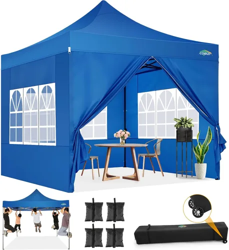 Vista 28 de COBIZI Tienda de campaña desplegable de 6.6 x 6.6 pies, toldo resistente, fácil de instalar, impermeable, para exteriores, fiestas, playa, jardín