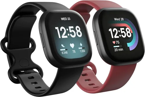 Vista 18 de Paquete de 2 bandas impermeables compatibles con Fitbit Versa 3/Fitbit Versa 4/Fitbit Sense/Sense 2, pulseras deportivas clásicas de repuesto suaves