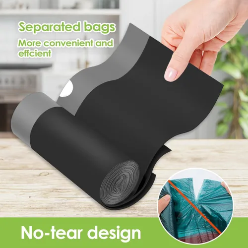 Vista 16 de Bolsas de basura de 7 galones, 100 unidades, bolsas de basura con cordón resistentes de Teivio, bolsas para papeleras de baño, bolsas de plástico