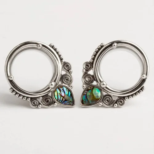 Vista 5 de KUBOOZ(1 Pair Popular Sea-shell Stainless-steel Ear Plugs Tunnels Gauges Stretcher Piercings