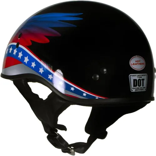 Vista 8 de Hot Leathers HLT68 Eagle Wings Black Advanced DOT - Casco de calavera para motocicleta, para hombres y mujeres