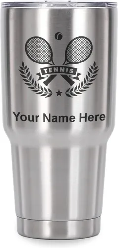 Vista 22 de LaserGram Personalized 20oz Tumbler, Tennis Rackets (Black) Engraved Gift for Tennis Players, Vacuum Insulated Stainless Steel, Laser Engraved