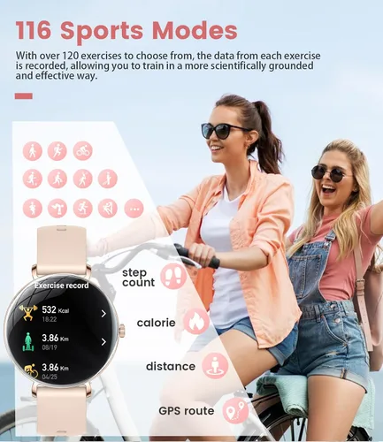 Vista 8 de LIGE - Relojes inteligentes para mujeres (responder/realizar llamada), ultradelgado de 6.8mm/1.43" AMOLED para mujeres con más de 111 modos