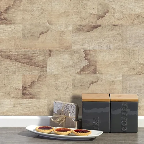 Vista 8 de 9pieces Adhesive Tile Stickers for Kitchen Backsplash and Home Decoration Water Resistant PVC Wood Grained Designing