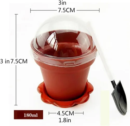 Vista 2 de Paquete de 50 vasos de postre en maceta de 6.1 fl oz de plástico de 6 onzas con tapa y cuchara, taza de degustación de aperitivos, adecuada
