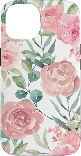 Vista 4 de iPhone 16 Pastel Pink Flower Print - Watercolor Floral Petals Blossom Case