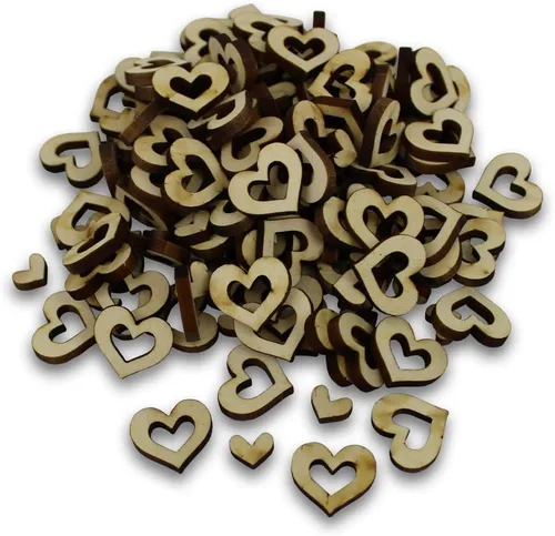 Vista 30 de Confeti – Madera grabada – Decoración rústica de madera para boda, decoración de mesa de fiesta (comer, beber y casarse)
