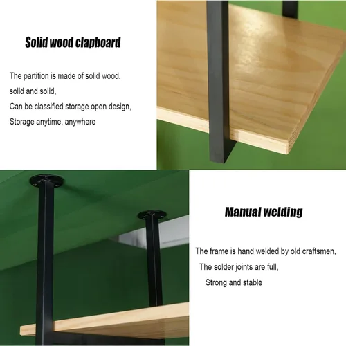 Vista 5 de Shelves Ceiling Hanging Floating Shelves - Wall Mounted Plant Stand, Industrial Vintage Solid Wood Storage Rack, for Restaurant/Bar Display