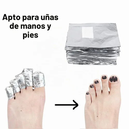 Vista 4 de 200 piezas de envoltorios de papel de aluminio para quitar esmalte de uñas con almohadillas de algodón, gel para uñas, herramienta de remoción