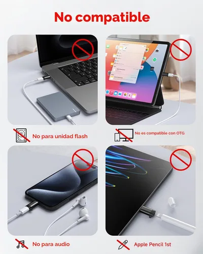 Vista 2 de Paquete de 4 adaptadores Lightning a USB C para iPhone 15/16 Pro Max/Plus, Samsung S24, iPad Air, carga rápida y transferencia de datos, cable
