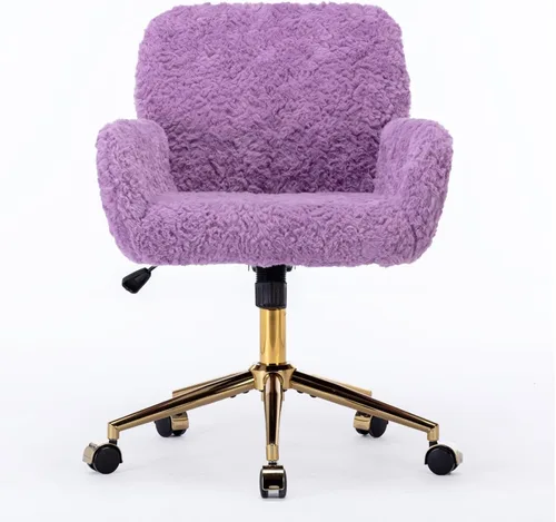 Vista 25 de Silla de escritorio de terciopelo gris con ruedas y base dorada, silla de oficina moderna giratoria cómoda, silla de tocador, silla de tarea, silla
