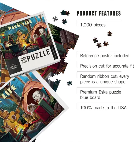 Vista 4 de Pack Life Dogs Around Campfire Puzzle, 1000 piezas por Lantern Press