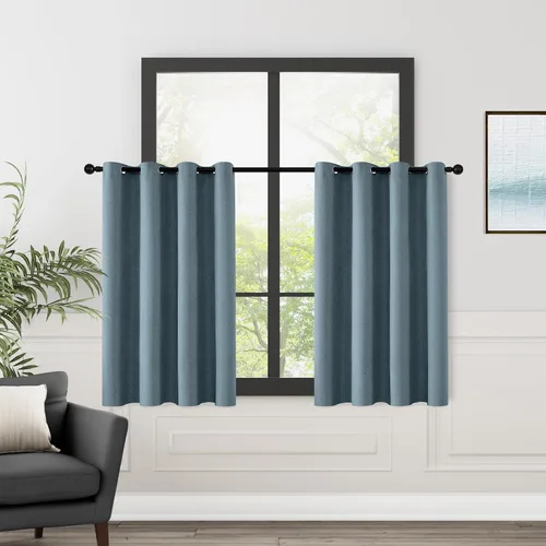 Vista 47 de ChrisDowa Cortinas 100% Opacas de Abedul Sólido de 45 Pulgadas de Largo, 2 Paneles para Dormitorio y Sala de Estar, Estilo Granja Oscurecedoras