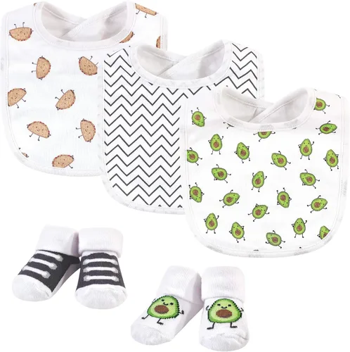 Vista 54 de Hudson Baby Conjunto de babero y calcetines unisex de algodón para bebé