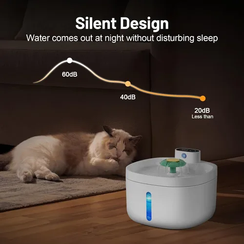 Vista 6 de Fuente de agua para gatos, fuente para gatos, dispensador de agua para mascotas de 91 onzas/2.6 L, fuentes de bebida recargables para gatos y perros