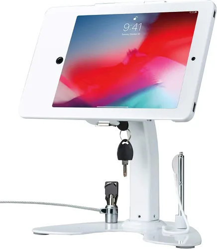 Vista 16 de Soporte de quiosco dual: soporte de aluminio CTA con caja de bloqueo y cable. Base giratoria de 360 grados. Carcasa diseñada para iPad mini