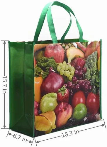 Vista 4 de FENELY Paquete de 6 bolsas de compras reutilizables, bolsas de la compra grandes plegables resistentes, ecológicas, impermeables de nailon Ripstop