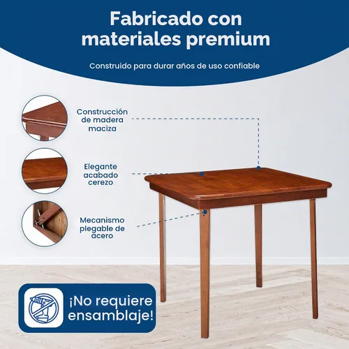 Vista 5 de Stakmore - Mesa plegable clásica de madera con borde recto, 32 pulgadas Cereza