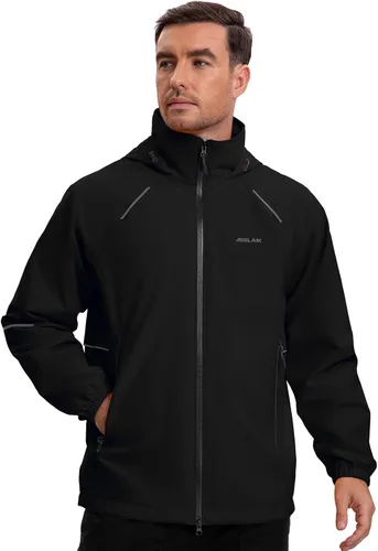 Vista 7 de Chaqueta impermeable para hombre, resistente al viento, transpirable, para senderismo, ciclismo, viajes, con capucha y bolsillos