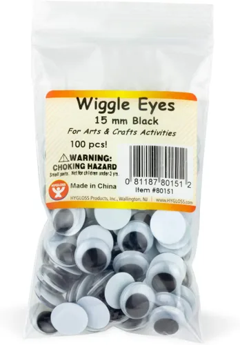 Vista 9 de Hygloss Productos Ojos Googly Eyeball de plástico - Ideal para artes y manualidades - No adhesivo - Pegar - Negro - Tamaño 0.394 in - Paquete