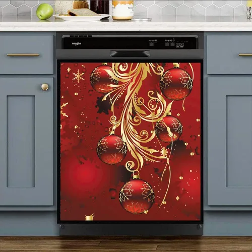 Vista 5 de Funda de Navidad para lavavajillas, decoración de Navidad, campana de viento, decoración de lazo magnético, calcomanía de vinilo para el hogar, 23