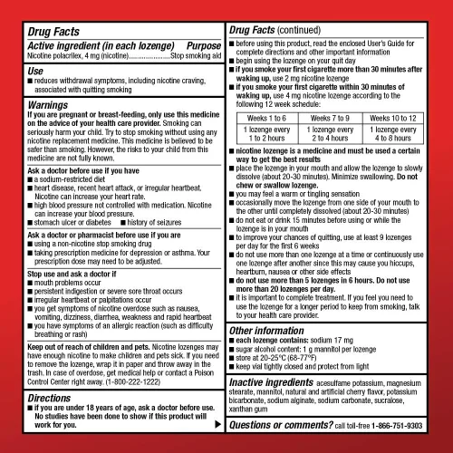 Vista 4 de Amazon Basic Care Pastilla Polacrilex de nicotina de 4 mg, sabor a cereza, ayuda para dejar de fumar, 168