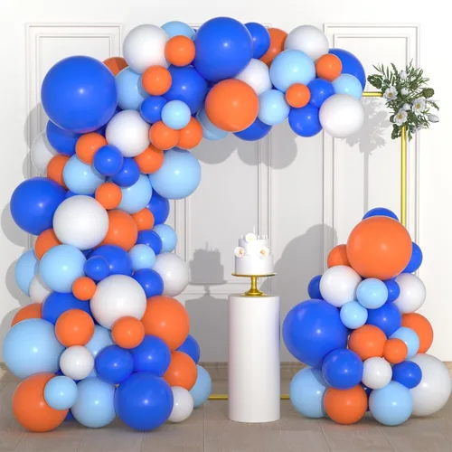 Vista 10 de Juego de globos de color azul real, negro y plateado metálico, 122 unidades, guirnalda de arco de globos azul real y negro para videojuegos