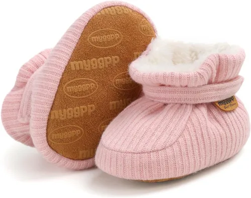 Vista 28 de Botines de forro polar para bebés, niños y niñas, pantuflas antideslizantes con agarre suave, zapatos de calcetín para recién nacidos, cuna