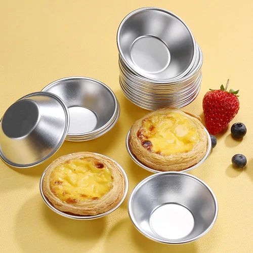 Vista 4 de Paquete de 25 moldes de aluminio para tarta de huevos, moldes de postre, antiadherentes y reutilizables