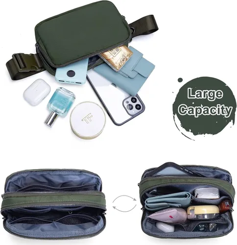 Vista 3 de AROME Mini bolsa de cinturón para mujer, riñonera de moda, cangurera cruzada con extensor de correa para mujeres y hombres, bolsa de cintura