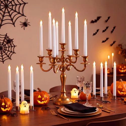 Vista 7 de Tuanse - 24 velas LED sin llama de 11 pulgadas para Halloween, color blanco