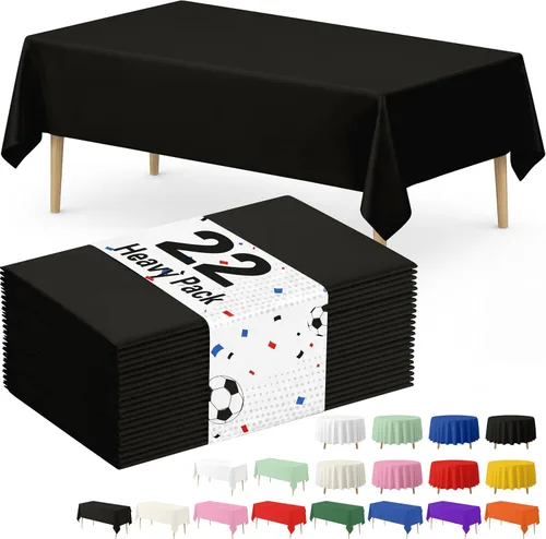 Vista 42 de Fixwal Mantel de plástico negro desechable de 54 x 108 pulgadas, mantel rectangular impermeable, paquete de 5 para graduación, decoración de fiesta