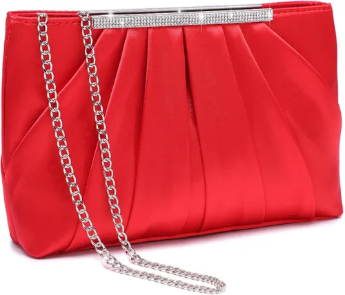 Vista 9 de Dasein - Bolsos de mano elegantes con pliegues para mujer, bolsos formales de noche con diamantes de imitación para bodas, fiestas, graduaciones