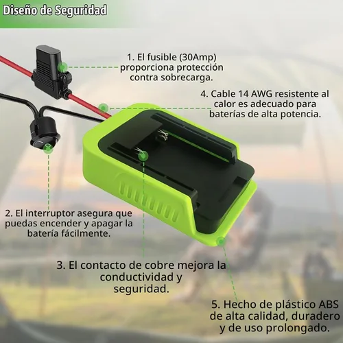 Vista 3 de TPDL Adaptador de bricolaje para rueda eléctrica Ryobi 40 V Base de batería Conector de alimentación Cable Robótica Cable calibre 14, con fusible e