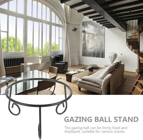 Vista 8 de GANAZONO Soporte de exhibición de bolas de metal para jardín, patio, decoración al aire libre, base estable para bolas de cristal de 6 pulgadas