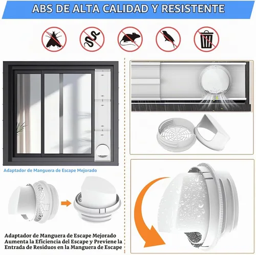 Vista 5 de Kit portátil de ventilación de ventana de CA con 6 placas para ventanas correderas/puertas