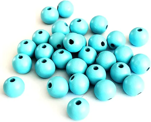 Vista 14 de 150 cuentas de madera negras de 0.630 in, cuentas de madera redondas sin terminar para manualidades, guirnaldas de decoración de granja, joyería