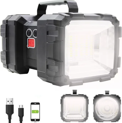Vista 10 de Linterna LED recargable, foco LED, gran capacidad de potencia, 13000 lúmenes, 20 horas, espera ultra larga, 7 modos de luz, luz de trabajo