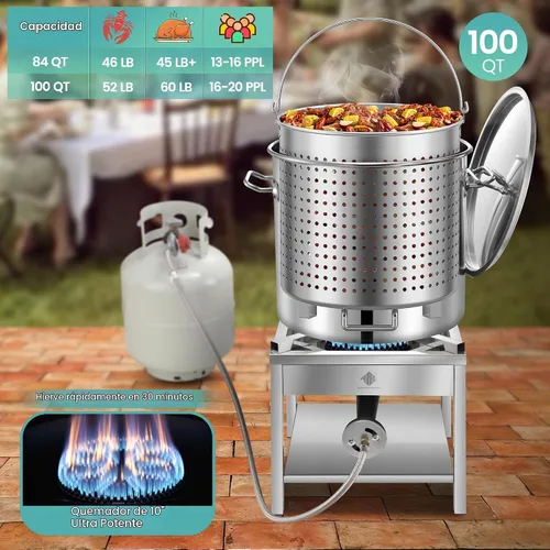Vista 2 de ARC - Olla de acero inoxidable de 100 cuartos de galón para hervir mariscos
