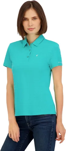 Vista 6 de Spyder Polo de manga corta jacquard a rayas para mujer melocotón (Peach Bud)