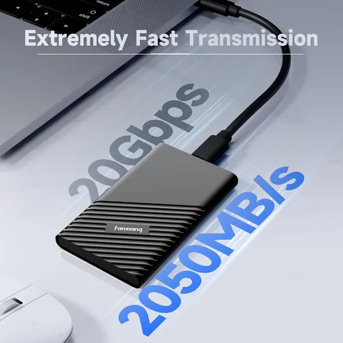Vista 2 de fanxiang SSD externo portátil de 500 GB, hasta 2000 MB/s, unidad externa de estado sólido USB C, disco duro externo, USB 3.2 Gen2*2 Type-C SSD