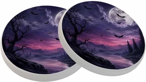 Vista 14 de oFloral Juego de 2 posavasos con diseño de calavera para bebidas, diseño de árbol blando de pájaros, creativos, para decoración del hogar, 4