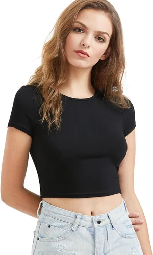 Vista 3 de SweatyRocks - Ombliguera básica de manga corta y cuello redondo para mujer.