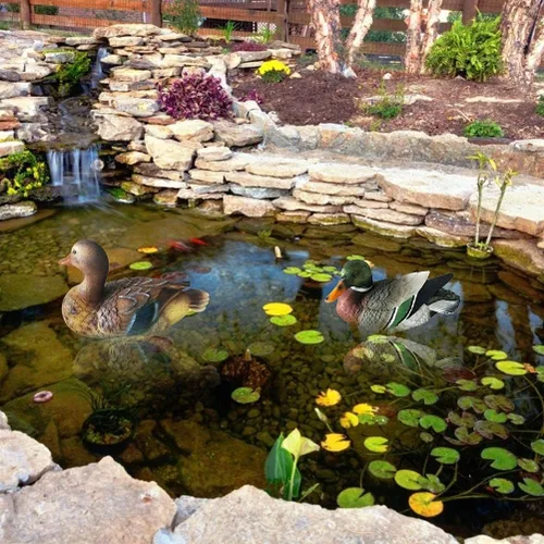 Vista 2 de Zerodis Estatua de jardín de animales de pato, decoración de mini pato, escultura de pato flotante, adorno de jardín, paisaje, casa de muñecas