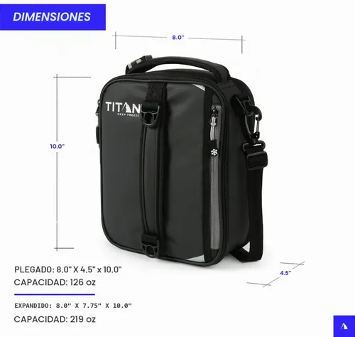 Vista 5 de Titan High Performance Fridge Cold Lonchera Aislada Expandible - Negro/Plateado