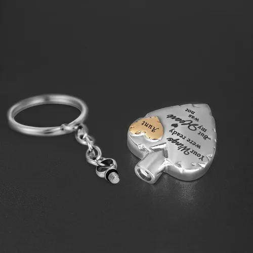 Vista 2 de Your Wings were Ready but My Heart was Not - Joyería de cremación de acero inoxidable para llavero de urna de ceniza dorado, Aunt