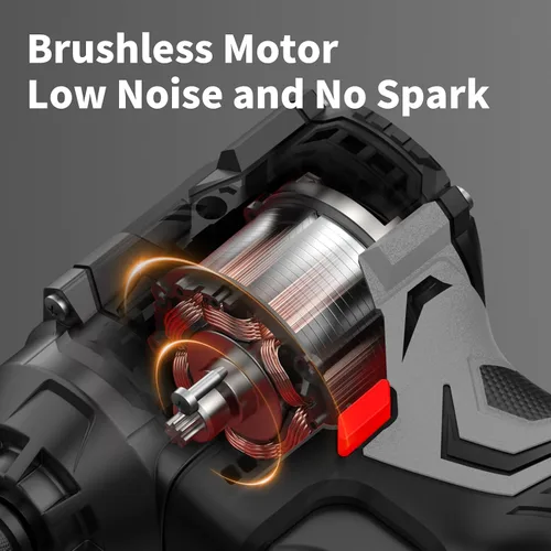 Vista 3 de Kit de destornillador de impacto inalámbrico 16.8V Máximo torque 140Nm (105 pies-libras) Destornillador de impacto eléctrico de alta rotación Motor