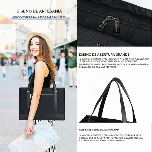 Vista 6 de EMPSIGN Bolsa de mano para laptop de 16 pulgadas, acolchada negra
