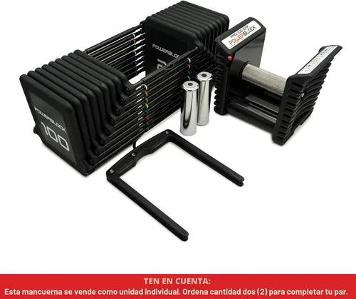 Vista 2 de PowerBlock Pro 100 - Mancuerna ajustable, se vende como una sola unidad, mancuerna de 5 a 100 libras, construcción de acero duradero